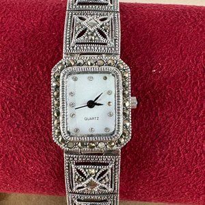 Vintage Retro Art Deco sterling silver 925 marcasite women's bracelet watch